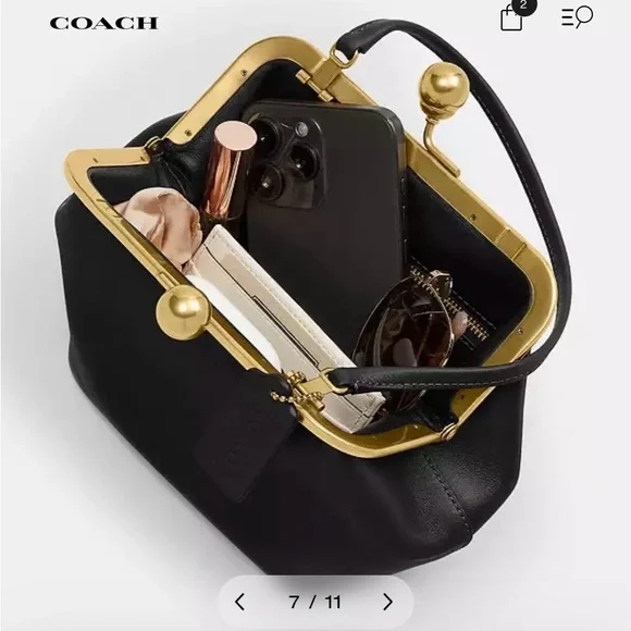 Coach Kisslock Frame Bag 16 in Black with Glovetanned Leather NWT - Picture 5 of 11